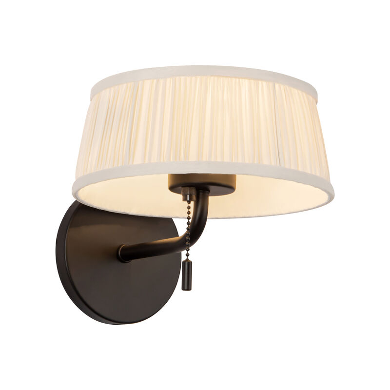 Scout 7-in Damp-Rated Wall/Vanity Light with Patterned Pleated Linen Shade image number 3