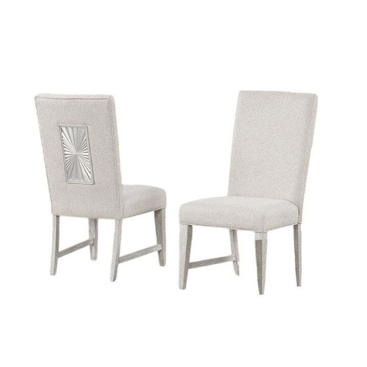 Diaz Dining Side Chair Set of 2, Tapered Legs, Light Gray Poplar Wood
