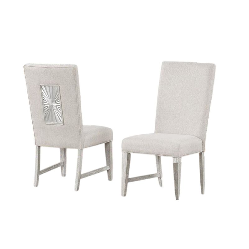 Diaz Dining Side Chair Set of 2, Tapered Legs, Light Gray Poplar Wood