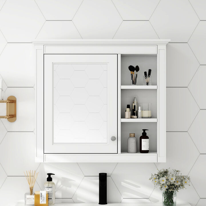 Merax Mirror Cabinet with Adjustable Shelves & Concealed Storage, Wall-Mounted
