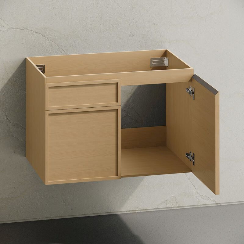 St. Tropez 30" Wall-Mounted Bathroom Vanity Cabinet without Top in Natural Oak image number 3