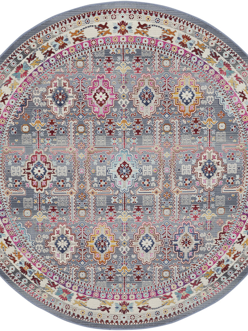 Vintage Kashan VKA05 Gray/Multicolor 6' x Round Rug