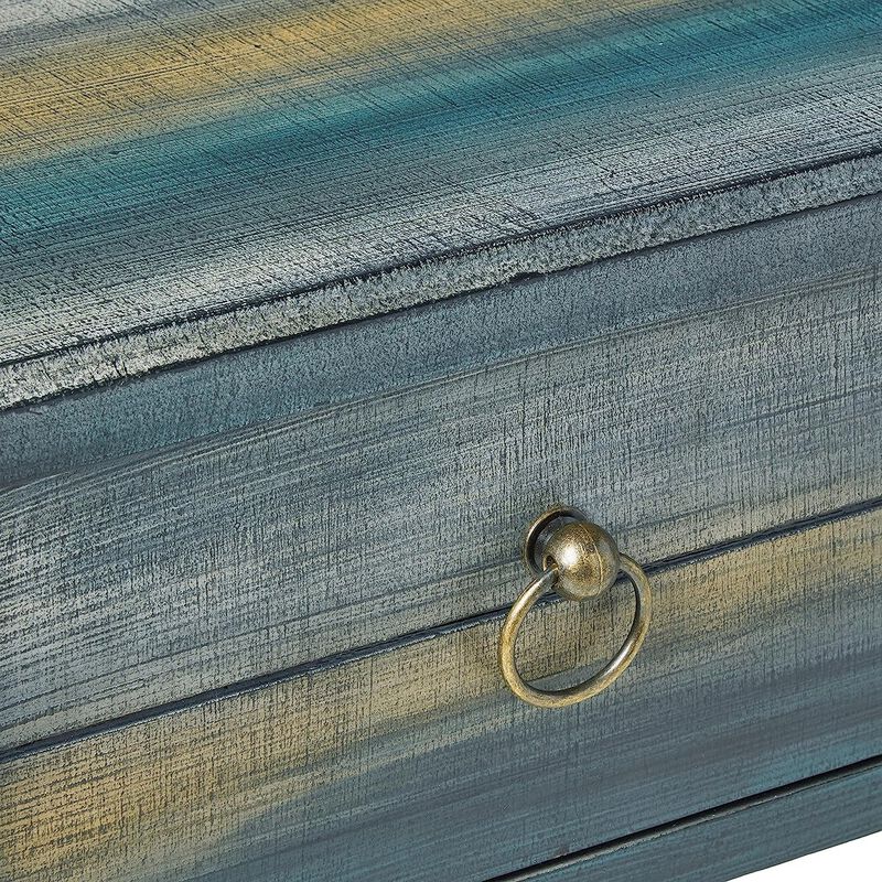 Glancio Beautiful Console Table, Antique Oak & Teal Blue image number 4