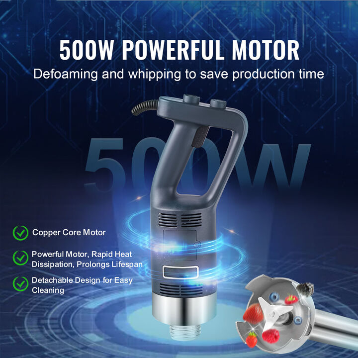 VEVOR Commercial Immersion Blender 500W Heavy Duty Hand Mixer for Soup Sauces