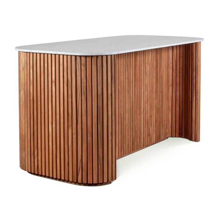 Kensington 68" Kitchen Island with Marble Top