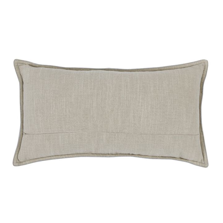 Norm 26 Inch Leather Decorative Lumbar Throw Pillow, Stitched, Soft Gray-Benzara