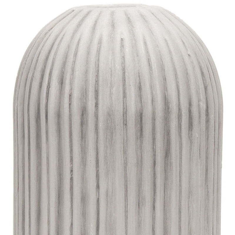 HomeRoots 16" Gray And White Striped Ceramic Cylinder Floor Vase image number 2