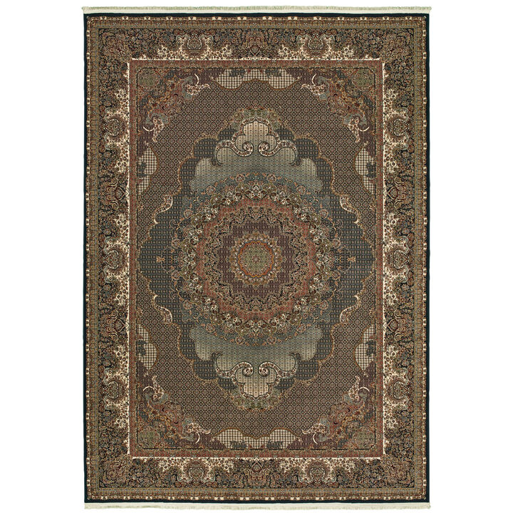HomeRoots Medallion Area Rug With Fringe