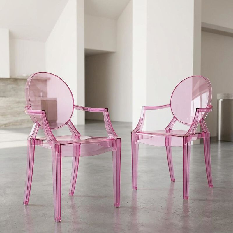 Acrylic Stackable Dining Armchair, Contoured Back, Blue image number 3