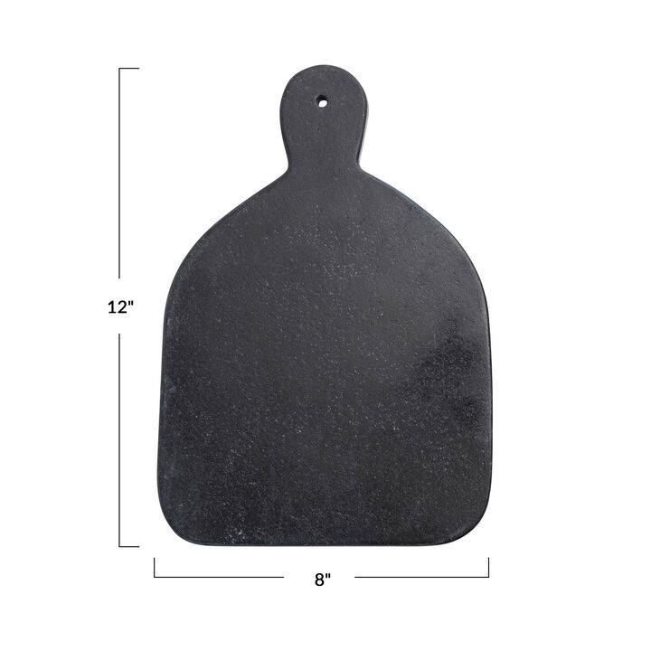 Wide Marble Cutting or Charcuterie Board with Handle, Black