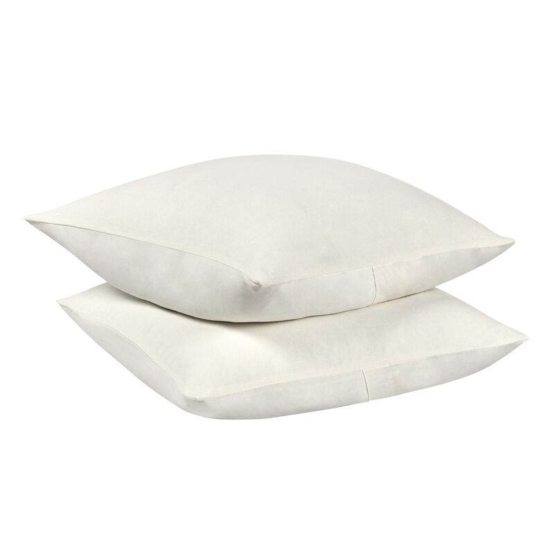 Paula Square Euro Pillow Sham, Soft Ivory Stone Washed Hemp, 26 Inch - Benzara