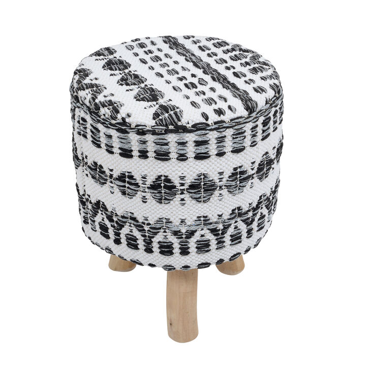 Pasargad Home Grandcanyon Cotton with Wooden Legs Pouf