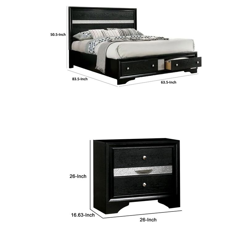 Bedroom Set, Wood, 2 Piece Set with Nightstand image number 7