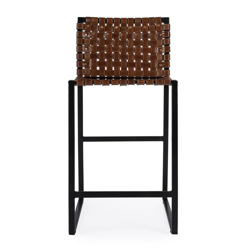 Butler Specialty Urban Woven Leather 25 Counter Stool, Medium Brown
