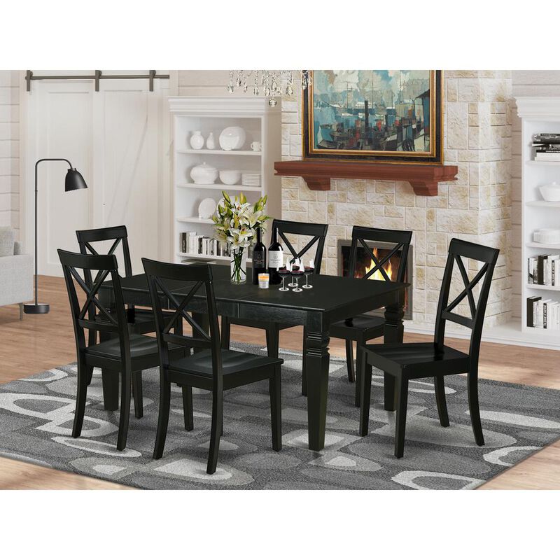 East West Furniture Dining Room Set Black, WEBO7-BLK-W