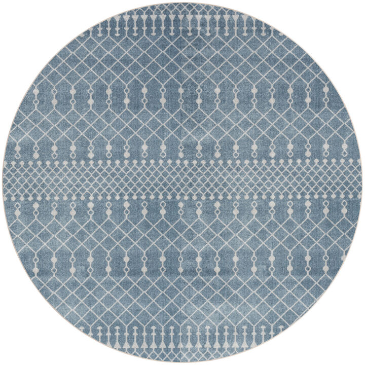 HomeRoots Geometric Power Loom Round Rug