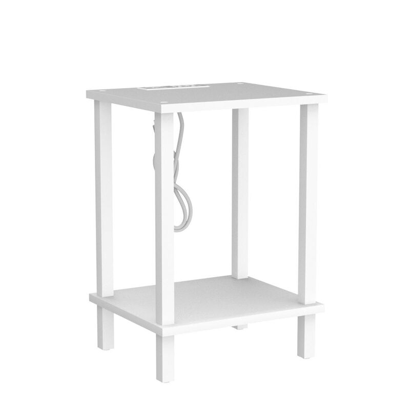 TUTOTAK End Table with Charging Station, Set of 2, Side Table with USB Ports and Outlets, Nightstand, 2-Tier Storage Shelf, Sofa