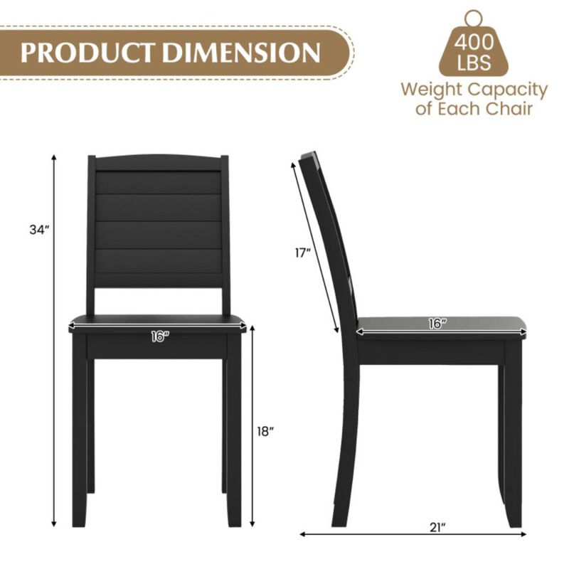 Hivvago Wood Dining Chair Set of 2 Armless Kitchen Chairs with Rubber Wood Legs