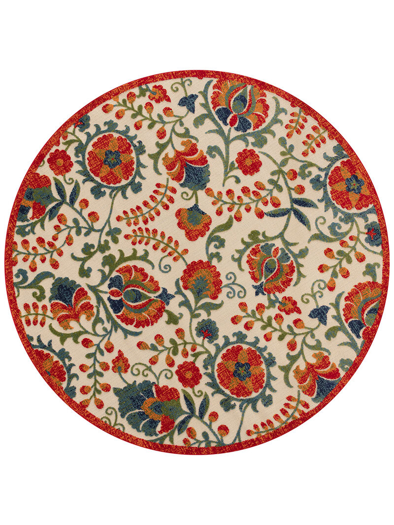 Aloha ALH17 Red/Multicolor 7'10" x Round Rug