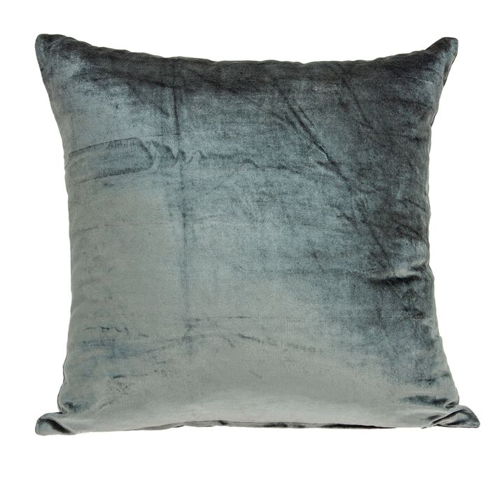 18" Solid Charcoal Handloomed Cotton Velvet Square Throw Pillow