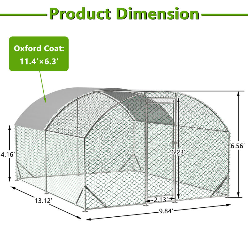 Large Chicken Coop Metal Chicken Run with Waterproof and Anti-UV Cover image number 3