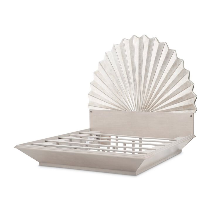 Michael Amini Fantosini King Fan Bed - Silver Leaf