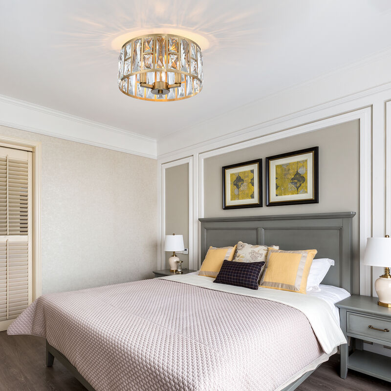 11.89 in Modern Glam 3-Light Dimmable Crystal Flush Mount Ceiling Light image number 5