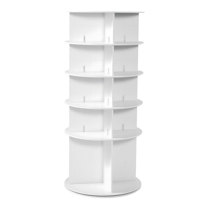 5 Tier Revolving Shoe Rack, Freestanding Round Shoe Storage Organizer - White
