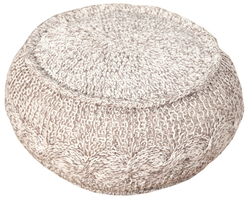 Round Geometric Pouf Ottoman – Cotton Upholstered Accent for Living Room