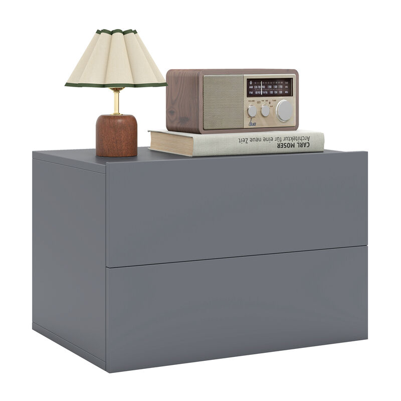 Wall-Mounted Floating Nightstand with 2 Drawers for Bedroom Storage image number 5