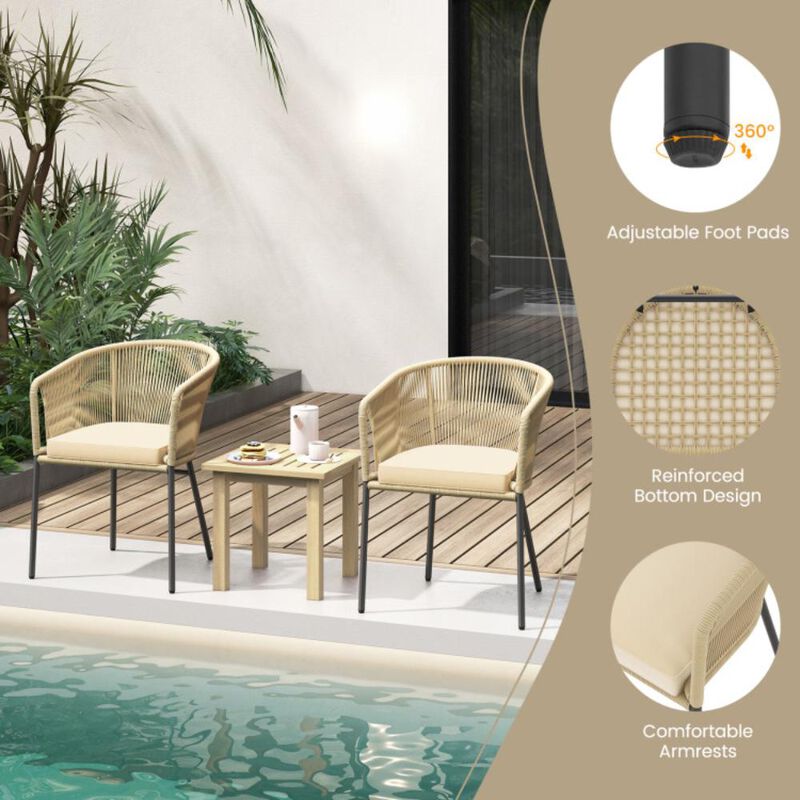 Hivvago Patio Chairs Set of 4 with Curved Backrest and Seat Cushion for Patio
