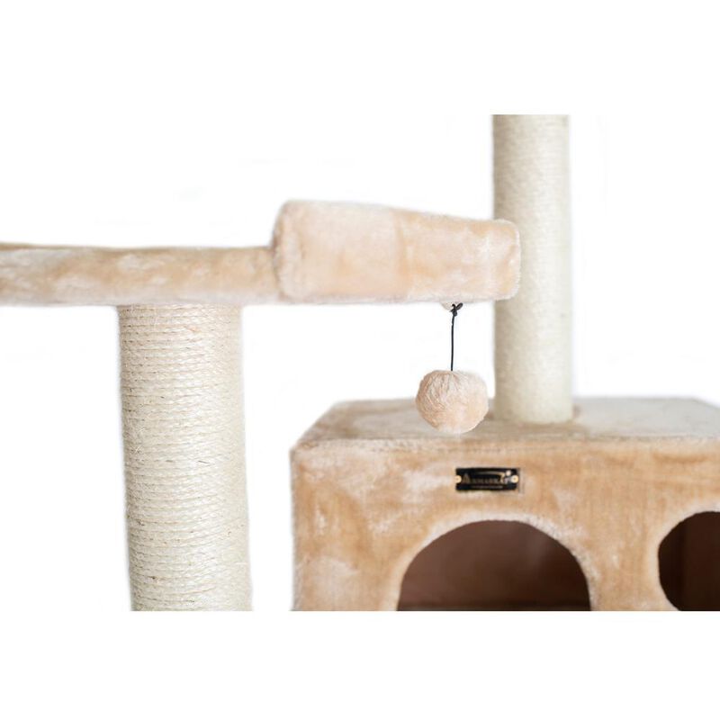 Armarkat 72 Beige Real Wood Cat Tree With Spacious Condo, Sratching Post