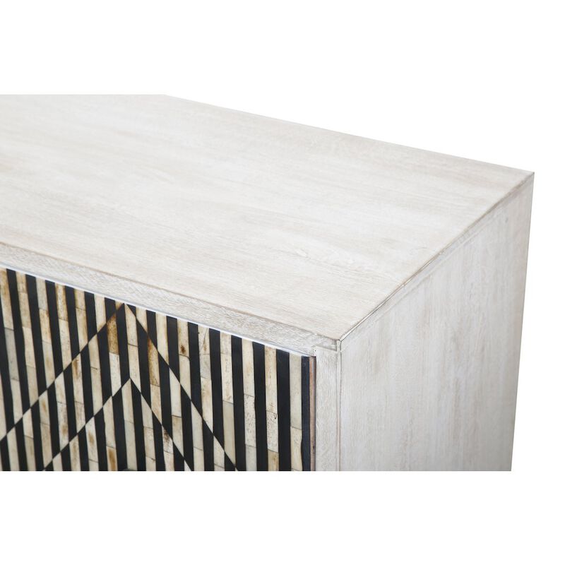 World Interiors Alexandria 72" Sideboard with Bone, Horn, Wood Inlay on Metal Base image number 9