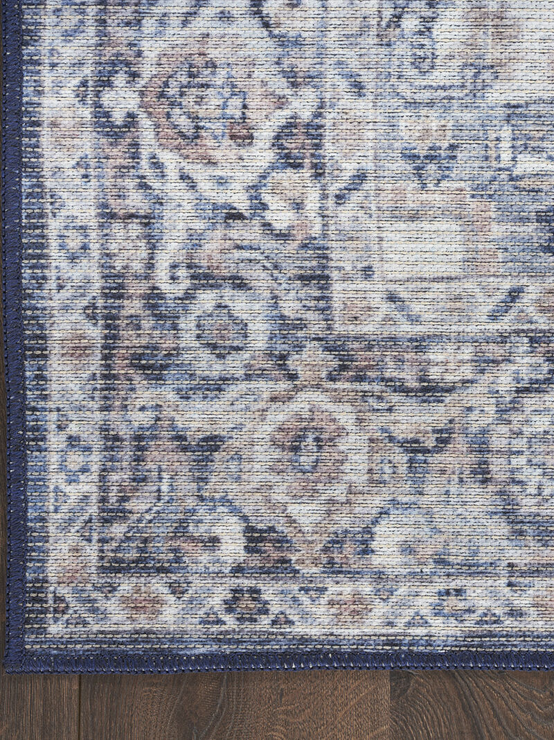 Machine Washable Series 1 SR101 Ivory/Navy 2'2" x 10' Rug image number 2