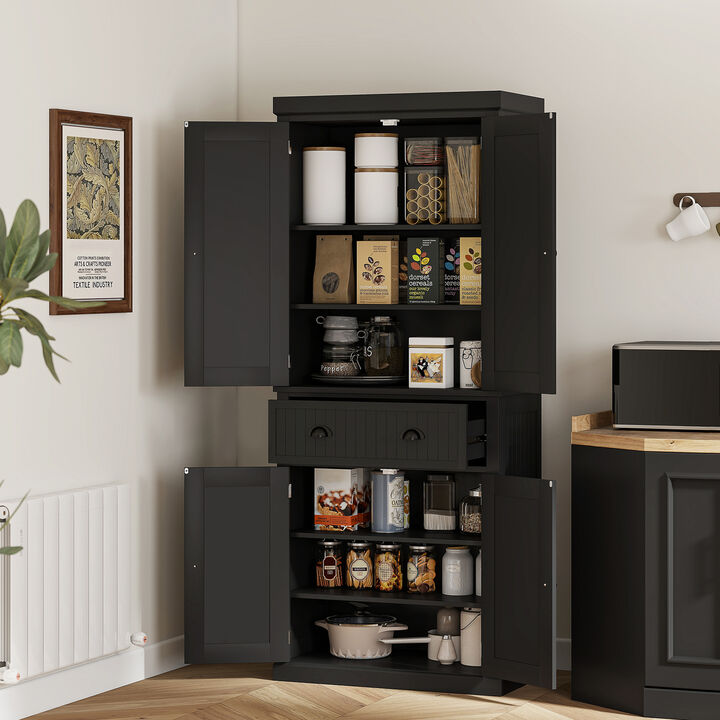 Hivvago 72" Kitchen Cupboard with 4 Doors, Drawer & Shelves