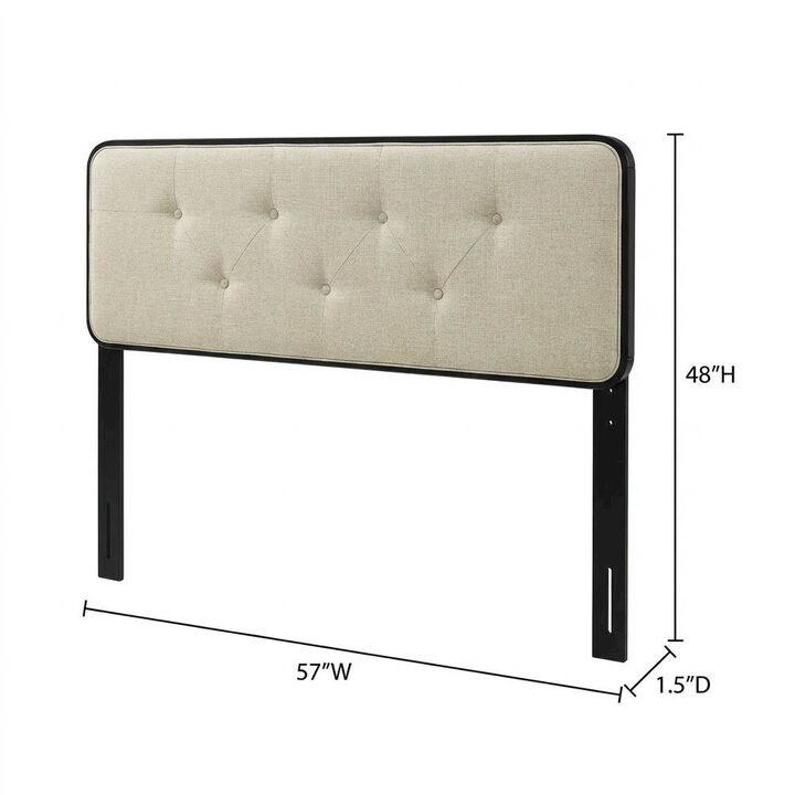 Tufted Fabric Full Headboard with Wooden Frame for Stylish Bedroom