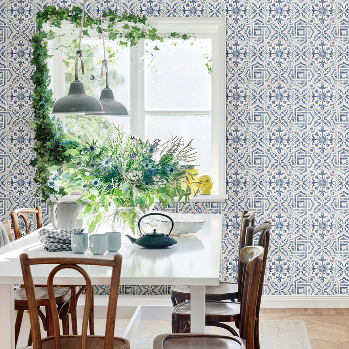 Sonoma Navy Spanish Tile Wallpaper (Set of 2)