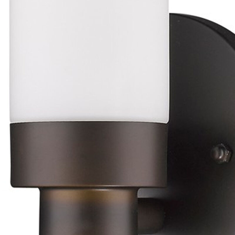 Hivvago Bronze Wall Light with Narrow Frosted Glass Shade
