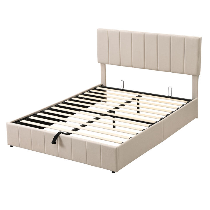 Merax Upholstered Platform bed with a Hydraulic Storage System