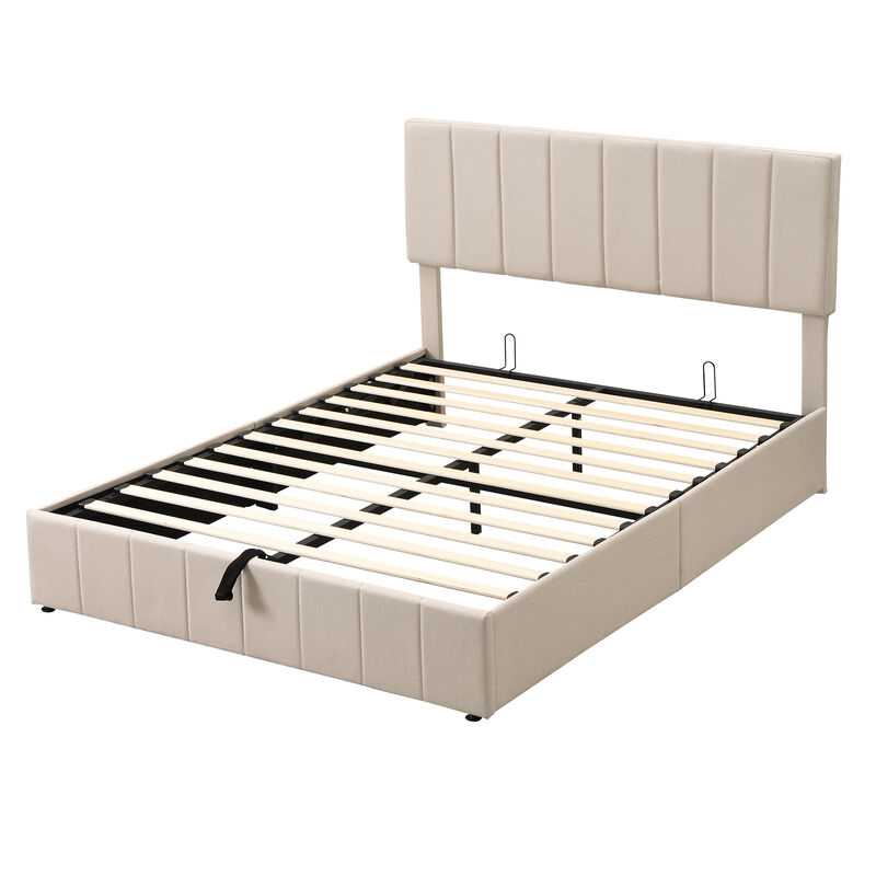 Merax Upholstered Platform bed with a Hydraulic Storage System