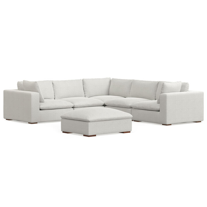Jasmine Corner Sectional Modular Sofa and Ottoman Set in Performance Fabric