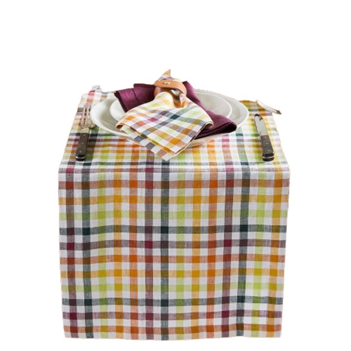 Solino Home 100% Pure Linen Table Runner - Gingham Check
