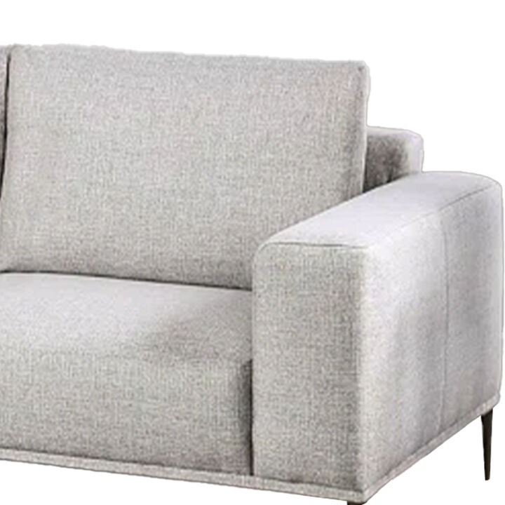 Kevin Sectional Sofa, Left Chaise, Gray Chenille, 98 Inch, Metal Legs - Benzara