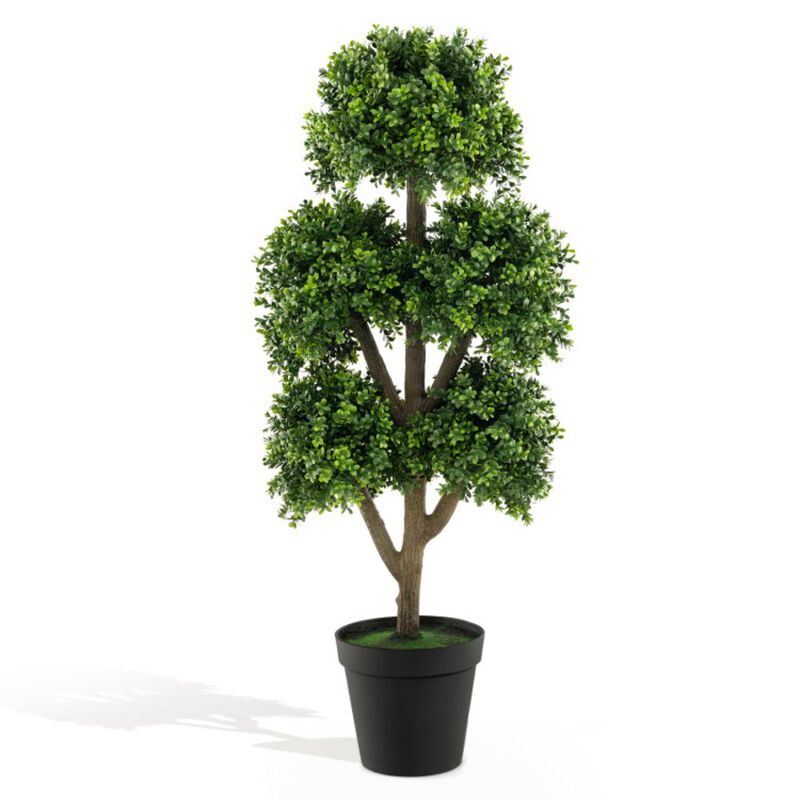 Hivvago 45 Inch Artificial Boxwood Topiary Ball Tree