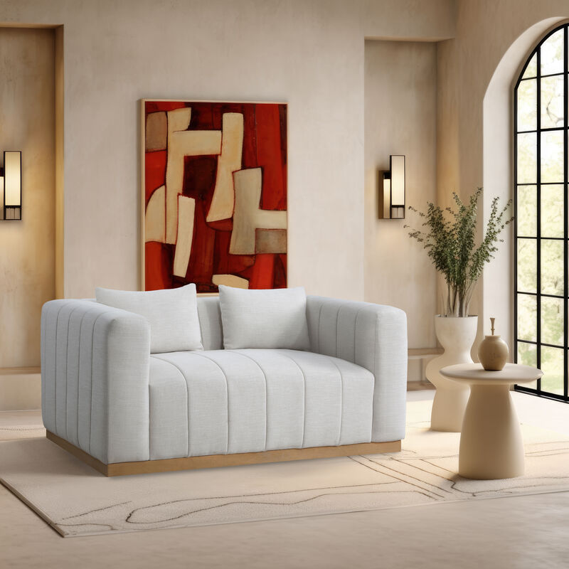 Meridian Furniture Lucia Cream Linen Textured Fabric Loveseat