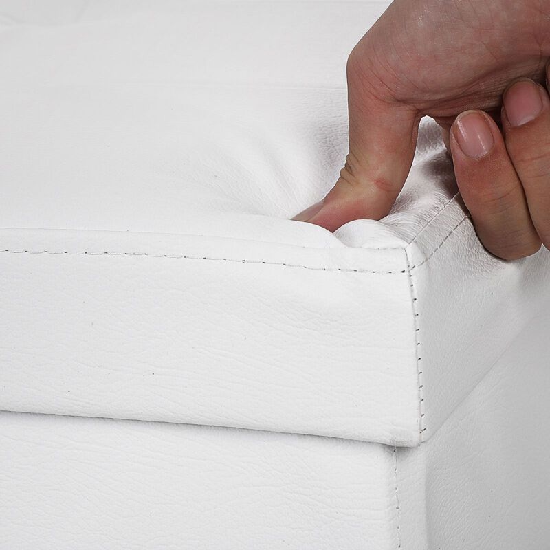 43" L Folding Storage Ottoman Bench with Flipping Lid - Faux Leather Storage Chest with Iron Frame Support