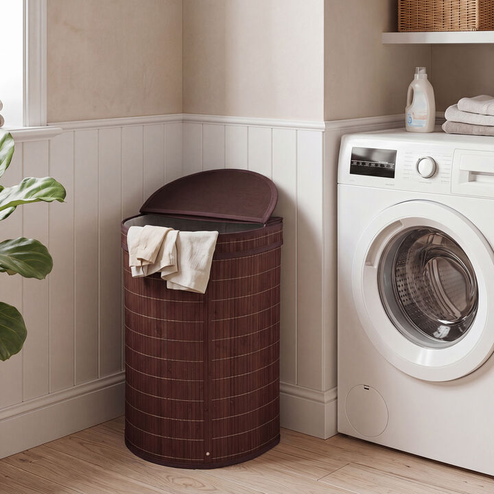 19 Gal Wicker Clothes Hamper with Zippered Lid and Fabric Liner