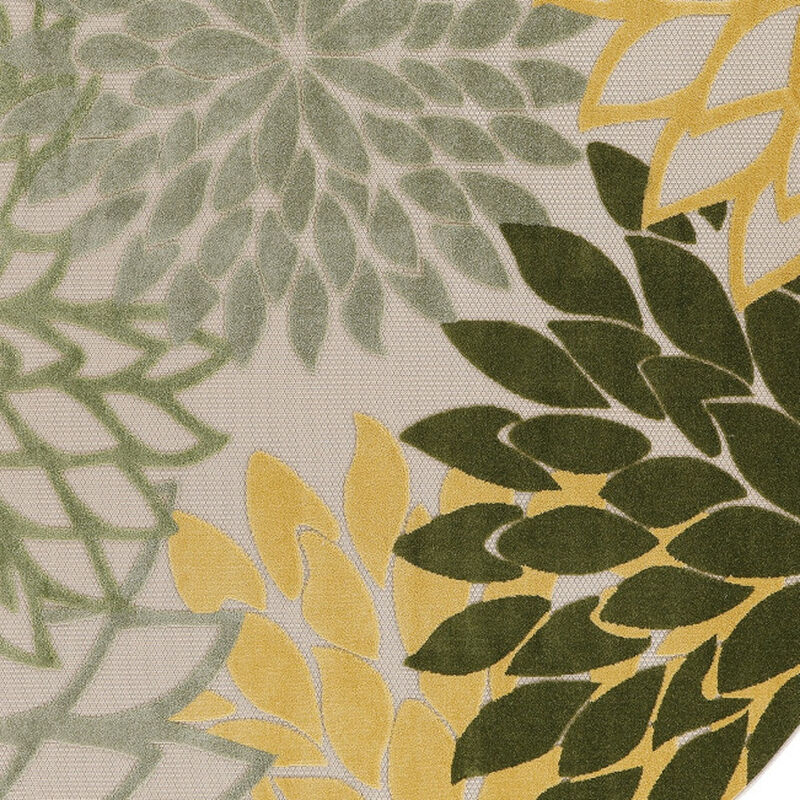 HomeRoots 8' Ivory Green And Yellow Round Floral Indoor Outdoor Area Rug image number 4