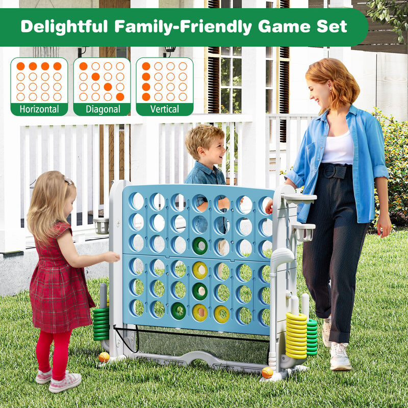 Giant 4-in-a-Row Game Set with Ring Toss & Basketball Hoop image number 5