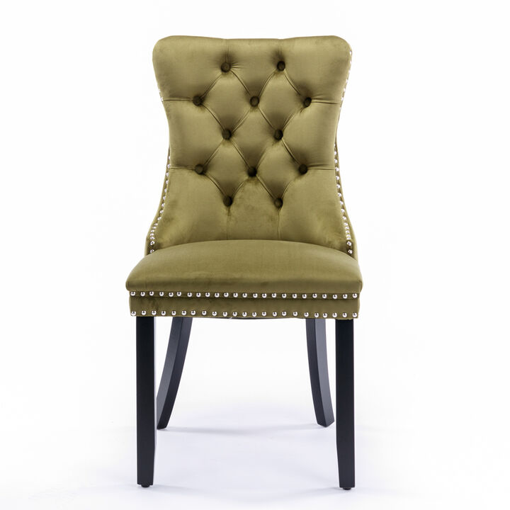 Streamdale Contemporary Velvet Dining Chairs, Olive-Green (2-PCS)